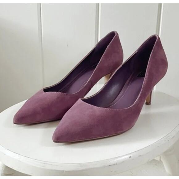 White House Black Market Phoebe Dried Lavender Suede Heels Pumps Pointed Toe 9 - Picture 6 of 11
